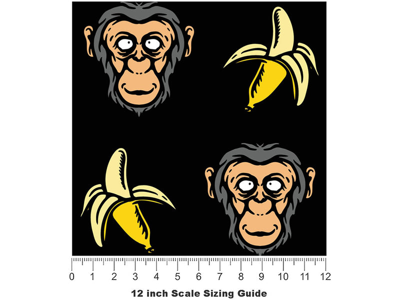 Go Bananas Primate Vinyl Film Pattern Size 12 inch Scale~Rwraps Go Bananas Primate Sizing Chart~2