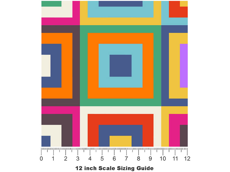 Go Sixties Mosaic Vinyl Film Pattern Size 12 inch Scale~Rwraps Go Sixties Mosaic Sizing Chart~2