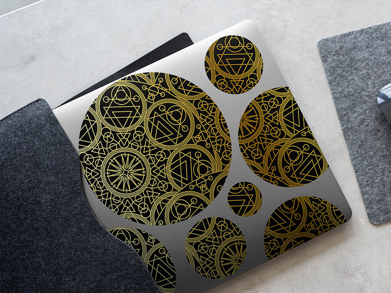 gold alchemy mandala DIY Laptop Stickers