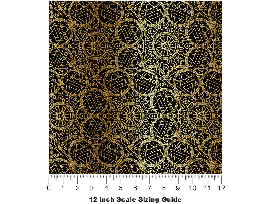 Gold Alchemy Mandala Vinyl Film Pattern Size 12 inch Scale~Rwraps Gold Alchemy Mandala Sizing Chart~2