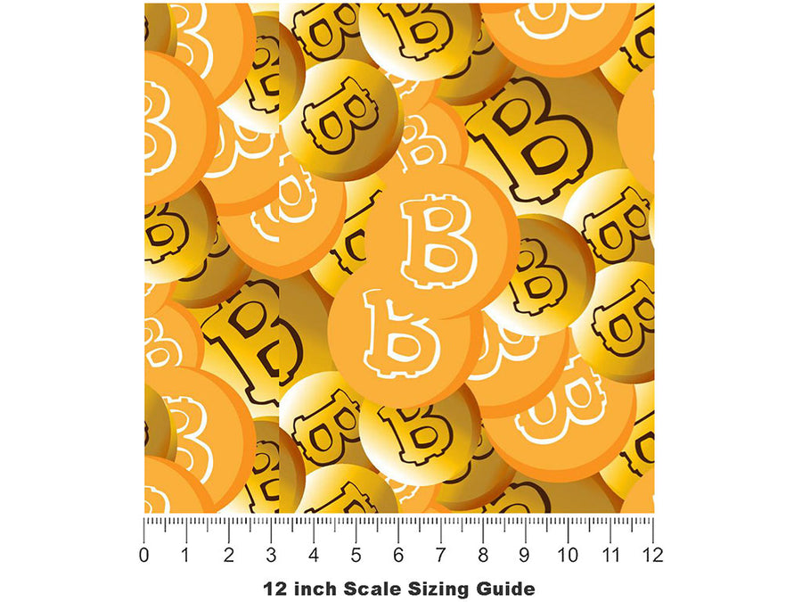 Gold Coins Technology Vinyl Film Pattern Size 12 inch Scale~Rwraps Gold Coins Technology Sizing Chart~3