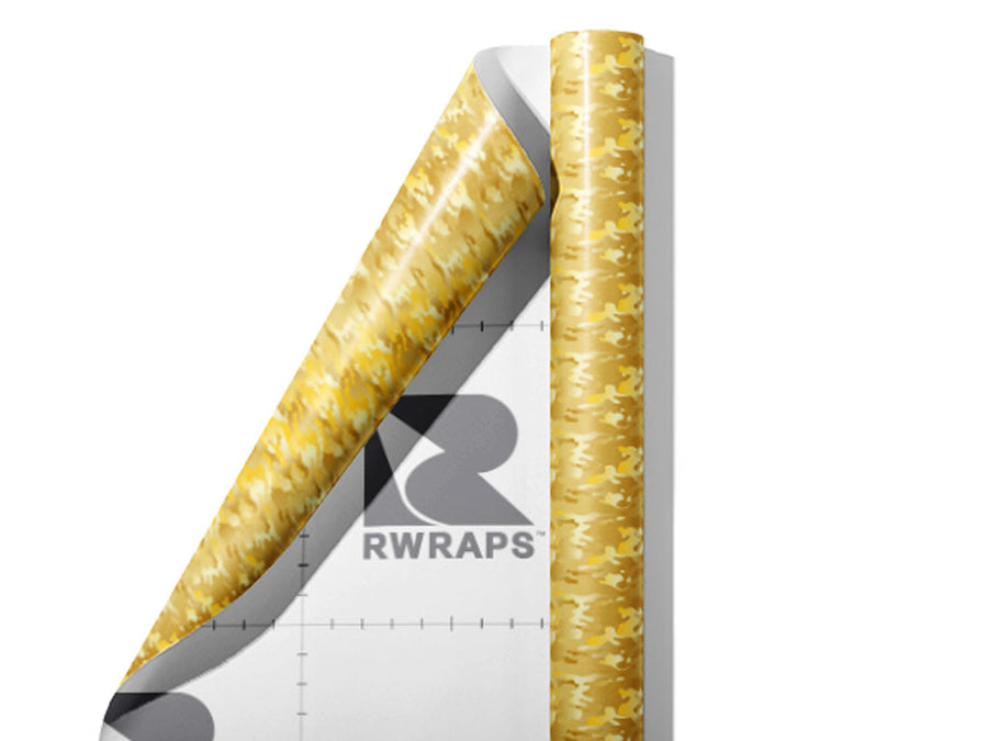 Gold Foil Camouflage Wrap Film Sheets~Rwraps Series 914 Gold Foil Camouflage Scrolled Sheet~3