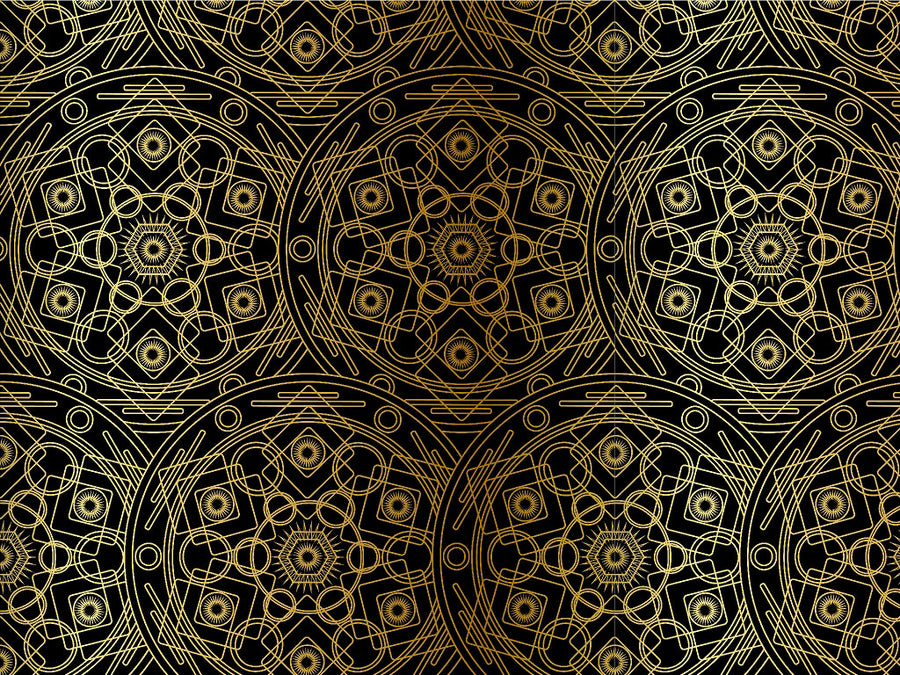 Gold Polygons Mandala Vinyl Wrap Pattern~Rwraps Series 914 Digitally Printed Vinyl Wrap~0