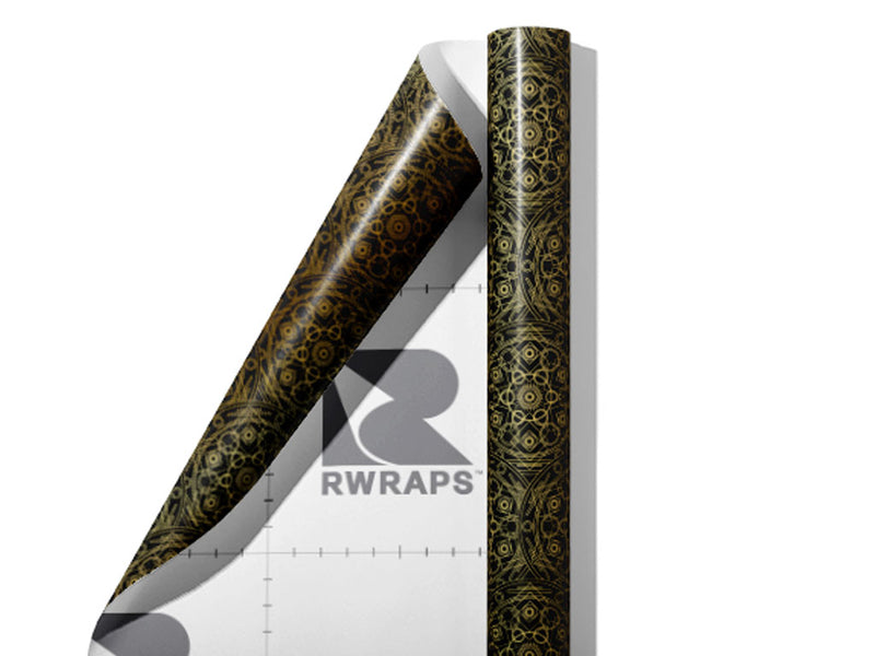 Gold Polygons Mandala Wrap Film Sheets~Rwraps Series 914 Gold Polygons Mandala Scrolled Sheet~3