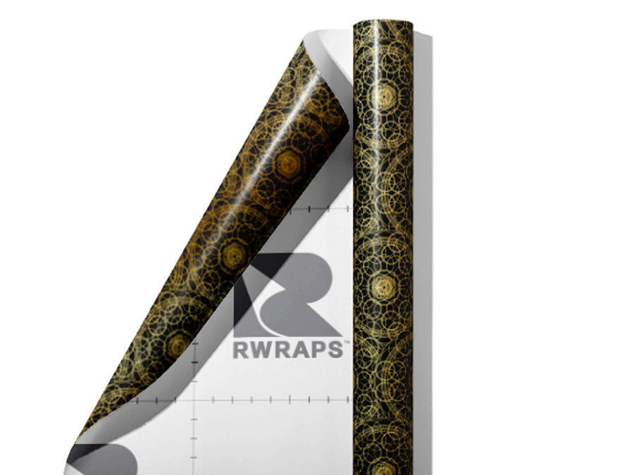 Gold Venn Mandala Wrap Film Sheets~Rwraps Series 914 Gold Venn Mandala Scrolled Sheet~3