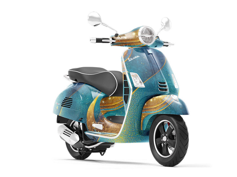 Golden Veins Water Vespa Scooter Wrap Film