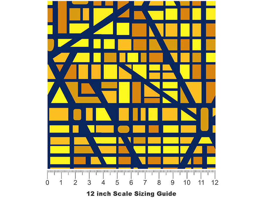 Goldenrod Streets Cityscape Vinyl Film Pattern Size 12 inch Scale~Rwraps Goldenrod Streets Cityscape Sizing Chart~3