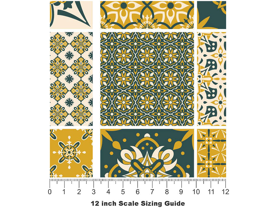 Goldenrod Tile Vinyl Film Pattern Size 12 inch Scale~Rwraps Goldenrod Tile Sizing Chart~3