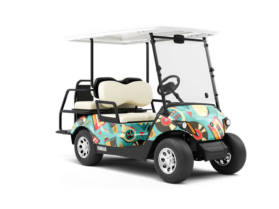 Goodbye 80s Retro Wrapped Golf Cart