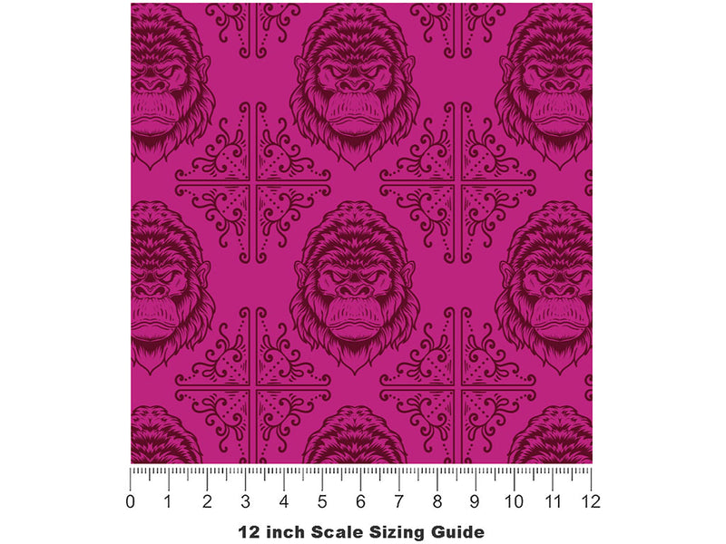 Gorilla Head Pink Primate Vinyl Film Pattern Size 12 inch Scale~Rwraps Gorilla Head Pink Primate Sizing Chart~2