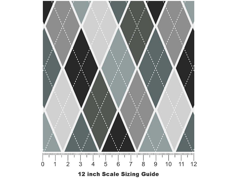 Gothic Charm Argyle Vinyl Film Pattern Size 12 inch Scale~Rwraps Gothic Charm Argyle Sizing Chart~2