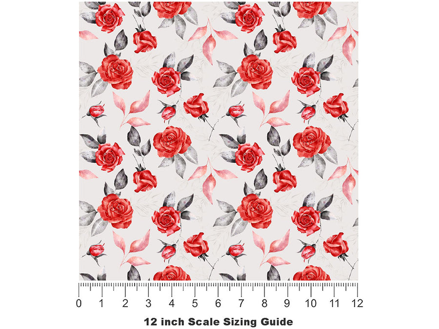 Graceful Rose Floral Vinyl Film Pattern Size 12 inch Scale~Rwraps Graceful Rose Floral Sizing Chart~2