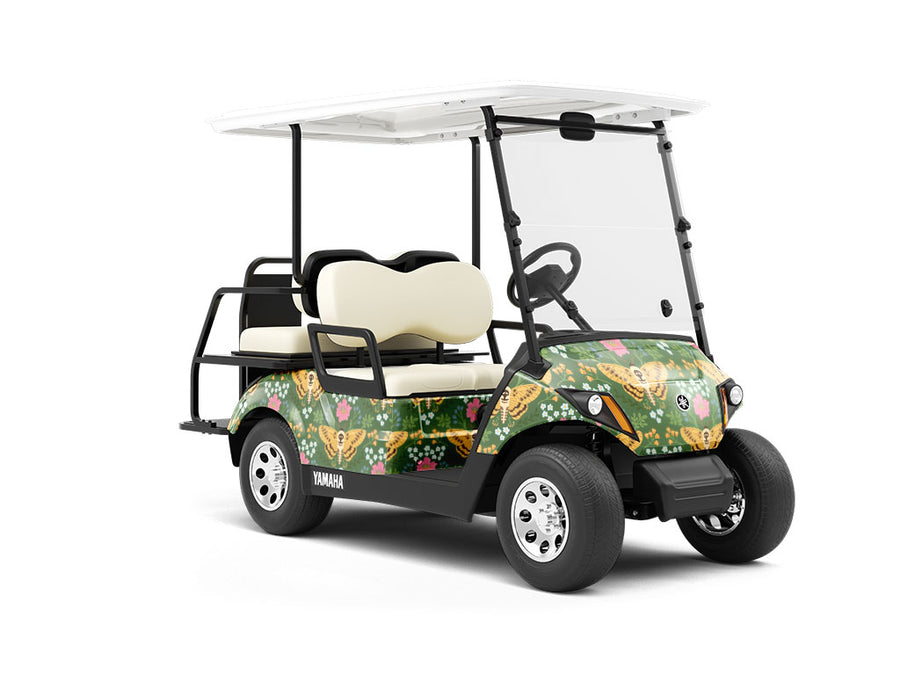 Grassy Death Head Bug Wrapped Golf Cart