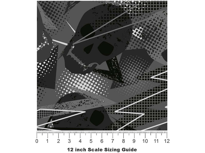 Gray Decomposition Halloween Vinyl Film Pattern Size 12 inch Scale~Rwraps Gray Decomposition Halloween Sizing Chart~2
