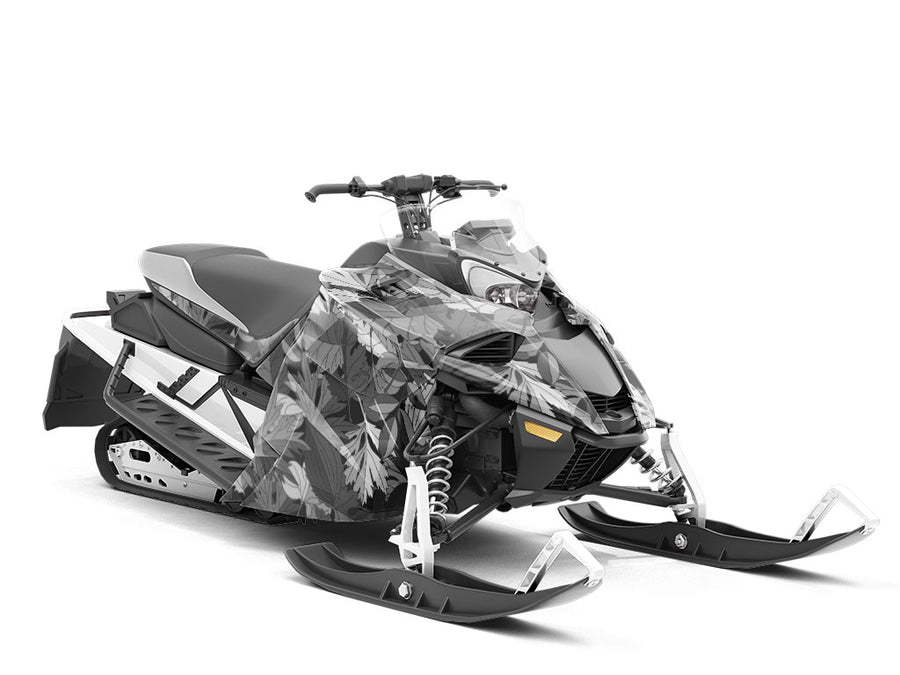 Gray Leaf Floral Custom Wrapped Snowmobile