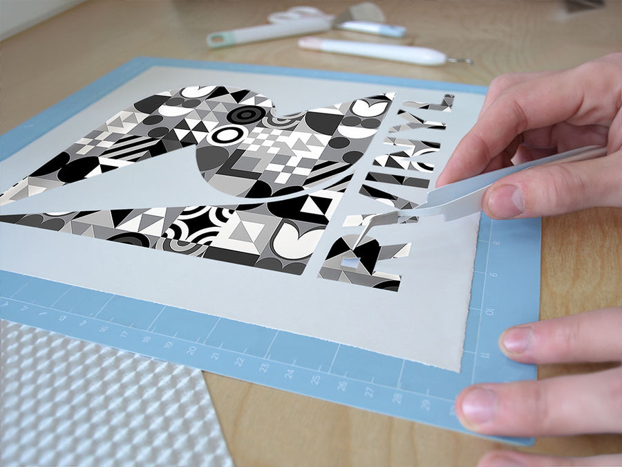 grayscale abstraction mosaic Easy Weed Craft Vinyl