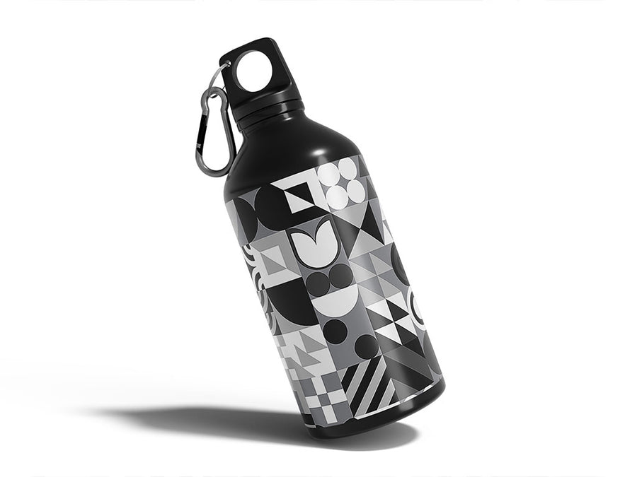 grayscale abstraction mosaic Water Bottle DIY Stickers