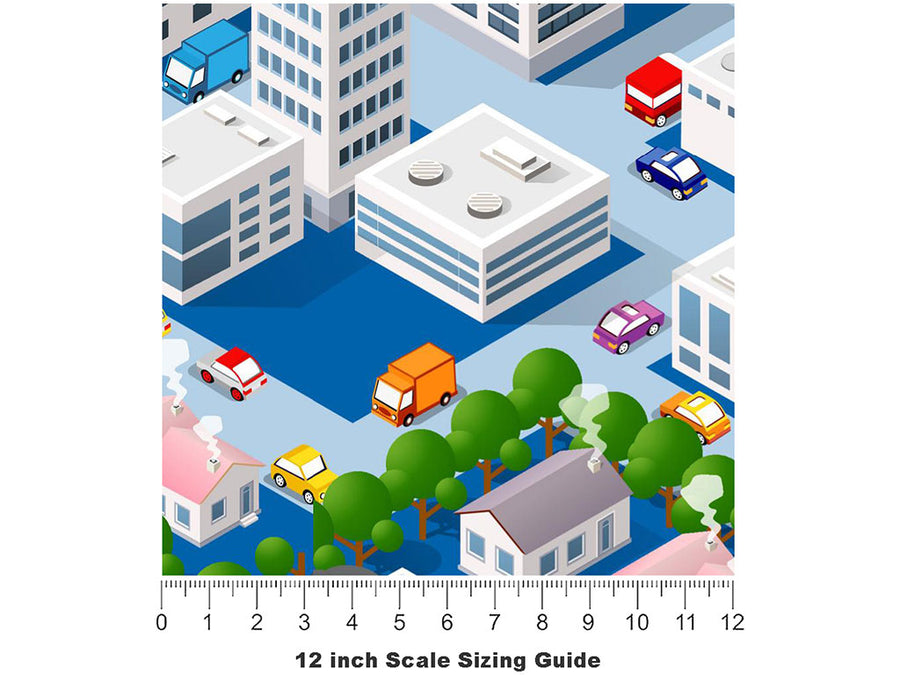 Great Micropolis Cityscape Vinyl Film Pattern Size 12 inch Scale~Rwraps Great Micropolis Cityscape Sizing Chart~3
