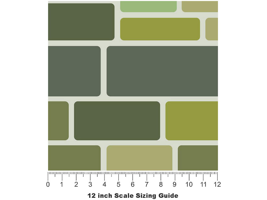 Green Brick Vinyl Film Pattern Size 12 inch Scale~Rwraps Green Brick Sizing Chart~3