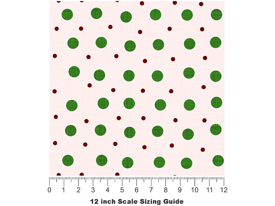 Green Baubles Polka Dot Vinyl Film Pattern Size 12 inch Scale~Rwraps Green Baubles Polka Dot Sizing Chart~2