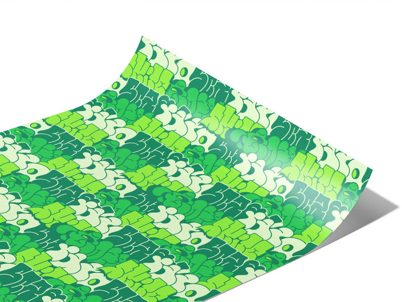 Green Bubbled Graffiti Vinyl Wraps~Rwraps Series 914 Digitally Printed Vinyl Wrap~1