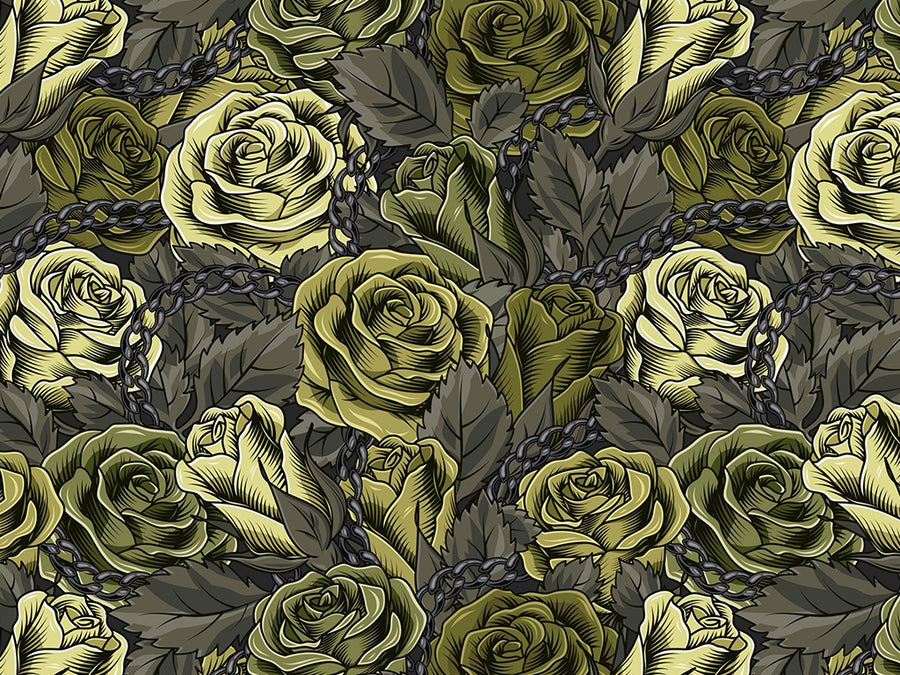Green Chain Floral Vinyl Wrap Pattern~Rwraps Series 914 Digitally Printed Vinyl Wrap~0