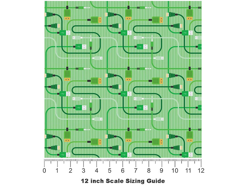 Green Cords Technology Vinyl Film Pattern Size 12 inch Scale~Rwraps Green Cords Technology Sizing Chart~3