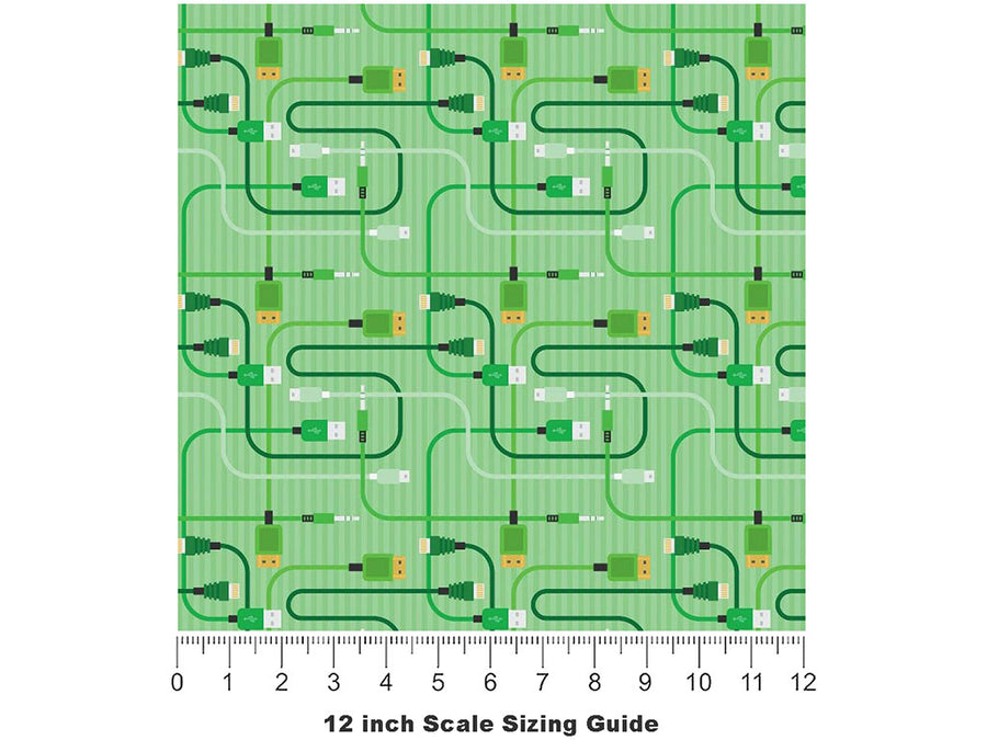 Green Cords Technology Vinyl Film Pattern Size 12 inch Scale~Rwraps Green Cords Technology Sizing Chart~3