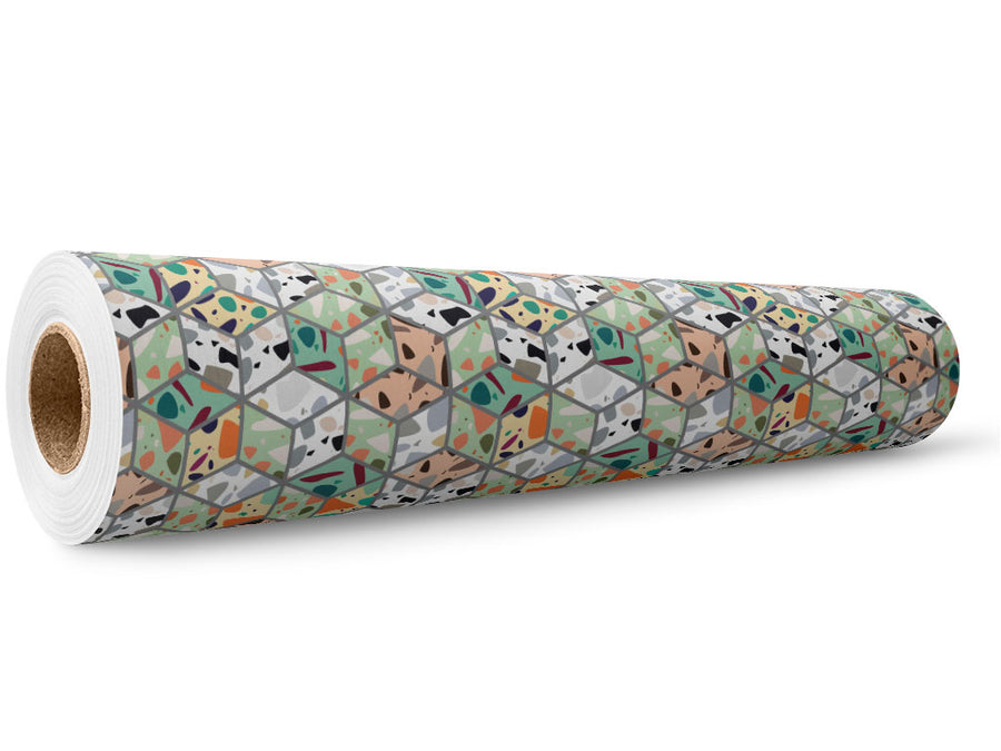 Green Cube Tile Wrap Film Wholesale Roll~Rwraps Series 914 Digitally Printed Vinyl Roll~5