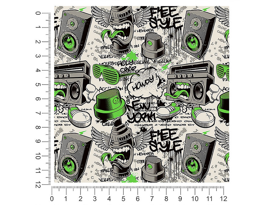 green free style graffiti 1ft x 1ft Craft Sheets