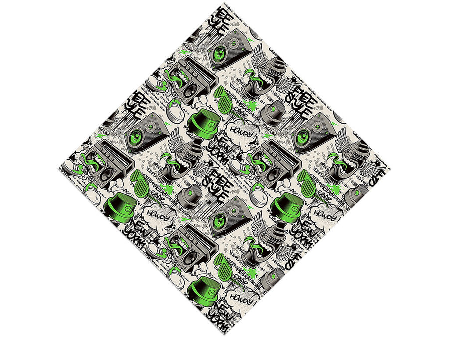 Green Free Style Graffiti Vinyl Wrap Pattern