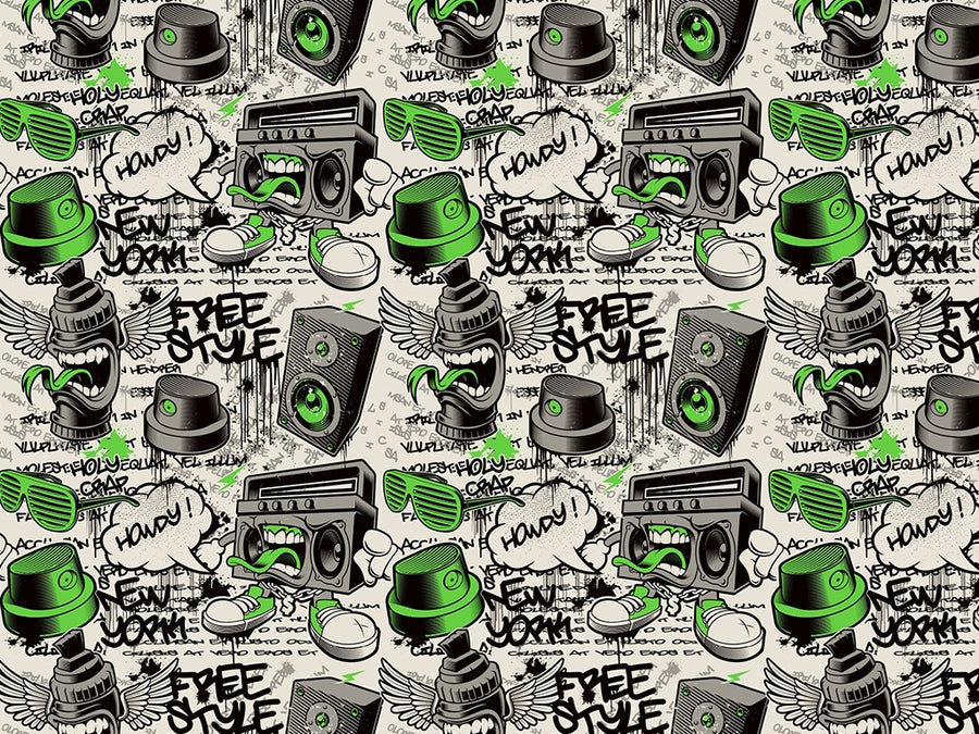 Green Free Style Graffiti Vinyl Wrap Pattern~Rwraps Series 914 Digitally Printed Vinyl Wrap~0