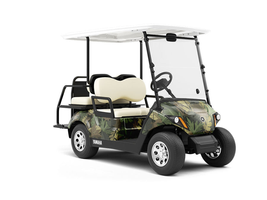Green Leaf Floral Wrapped Golf Cart