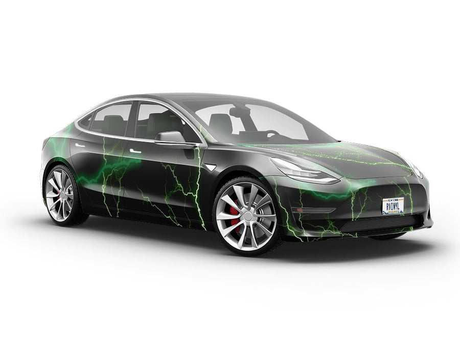 Green Lightning Vehicle Vinyl Wrap