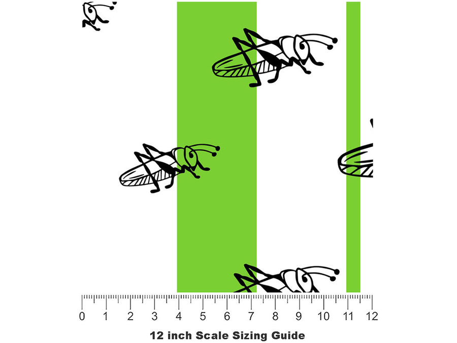 Green Locusts Bug Vinyl Film Pattern Size 12 inch Scale~Rwraps Green Locusts Bug Sizing Chart~2