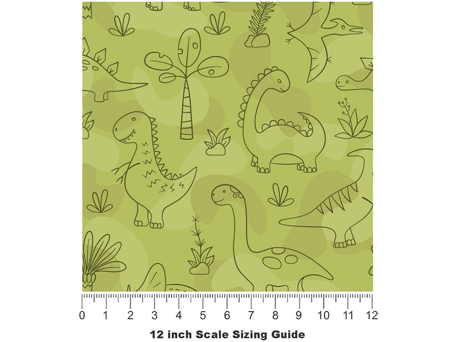 Green Machines Dinosaur Vinyl Film Pattern Size 12 inch Scale~Rwraps Green Machines Dinosaur Sizing Chart~2