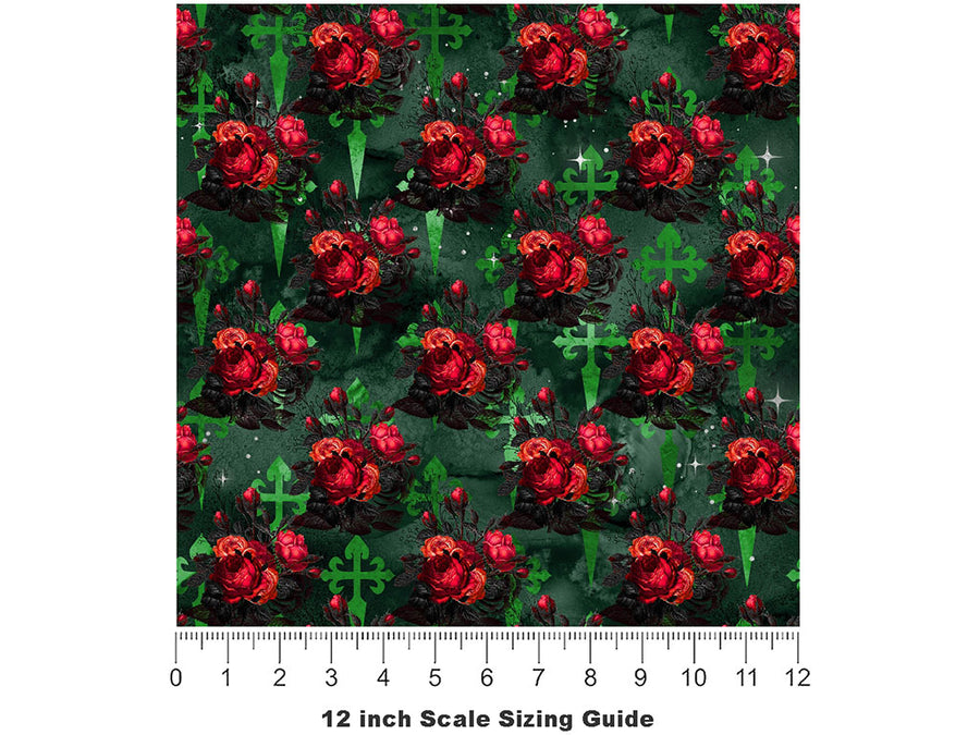 Green Passion Gothic Vinyl Film Pattern Size 12 inch Scale~Rwraps Green Passion Gothic Sizing Chart~2