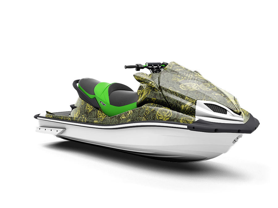 Green Rose Floral Jet Ski Vinyl Customized Wrap