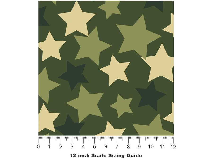 Green Stars Americana Vinyl Film Pattern Size 12 inch Scale~Rwraps Green Stars Americana Sizing Chart~3