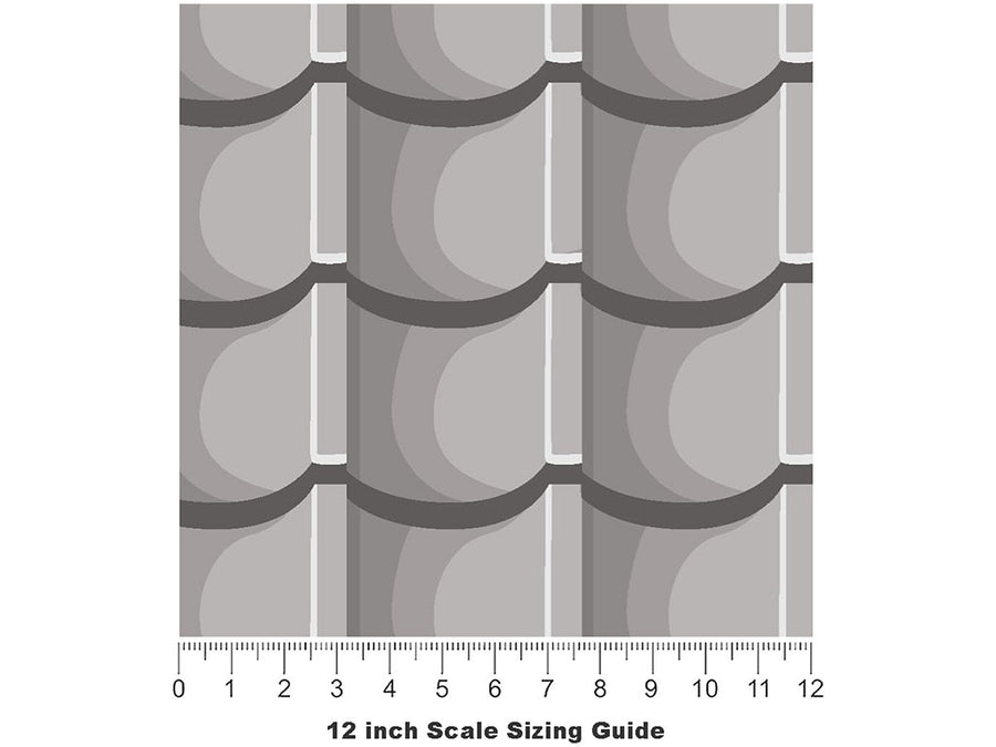 Grey Lipped Tile Vinyl Film Pattern Size 12 inch Scale~Rwraps Grey Lipped Tile Sizing Chart~3