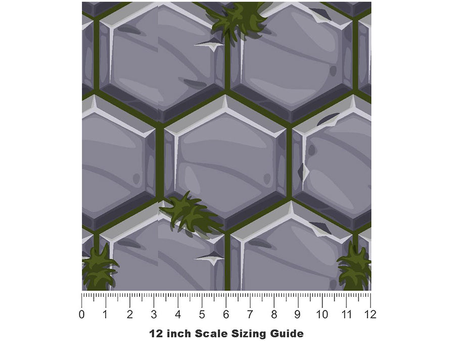 Grey Mossy Brick Vinyl Film Pattern Size 12 inch Scale~Rwraps Grey Mossy Brick Sizing Chart~3