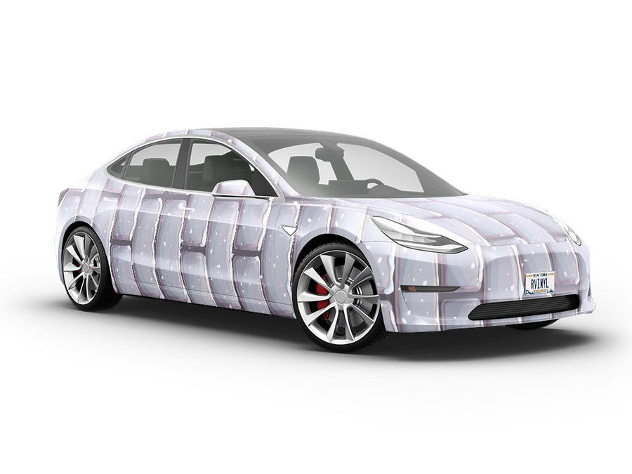 Grey Snow Brick Vehicle Vinyl Wrap
