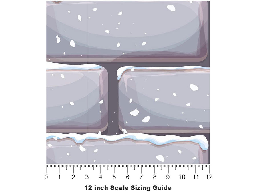 Grey Snow Brick Vinyl Film Pattern Size 12 inch Scale~Rwraps Grey Snow Brick Sizing Chart~3