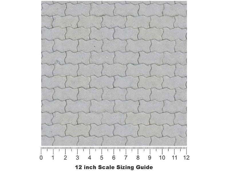 Grey Zigzag Brick Vinyl Film Pattern Size 12 inch Scale~Rwraps Grey Zigzag Brick Sizing Chart~3