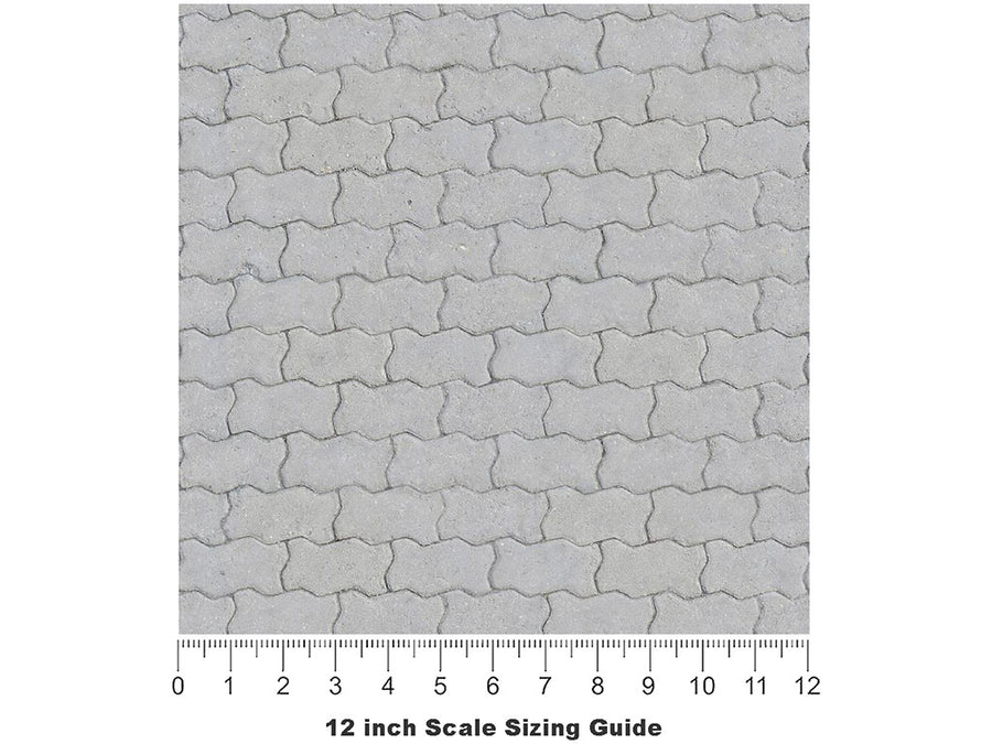 Grey Zigzag Brick Vinyl Film Pattern Size 12 inch Scale~Rwraps Grey Zigzag Brick Sizing Chart~3