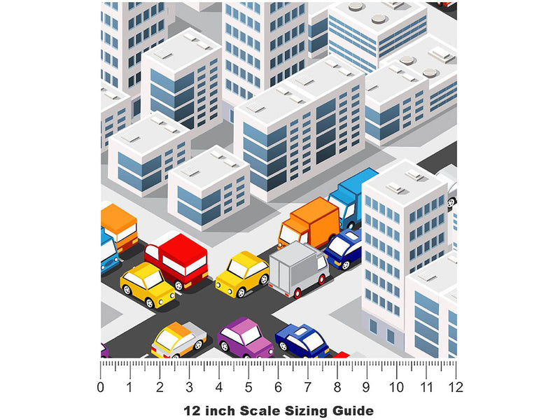 Gridlocked Cityscape Vinyl Film Pattern Size 12 inch Scale~Rwraps Gridlocked Cityscape Sizing Chart~3