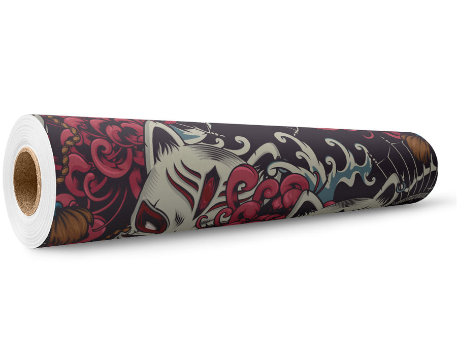 Grinning Kitsune Asian Wrap Film Wholesale Roll~Rwraps Series 914 Digitally Printed Vinyl Roll~5