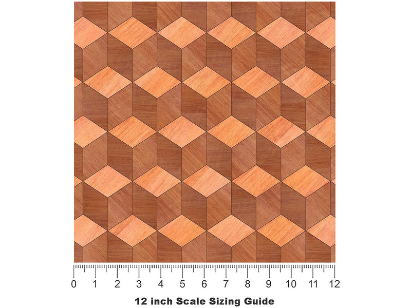 Gunstock Stain Wooden Parquet Vinyl Film Pattern Size 12 inch Scale~Rwraps Gunstock Stain Wooden Parquet Sizing Chart~3