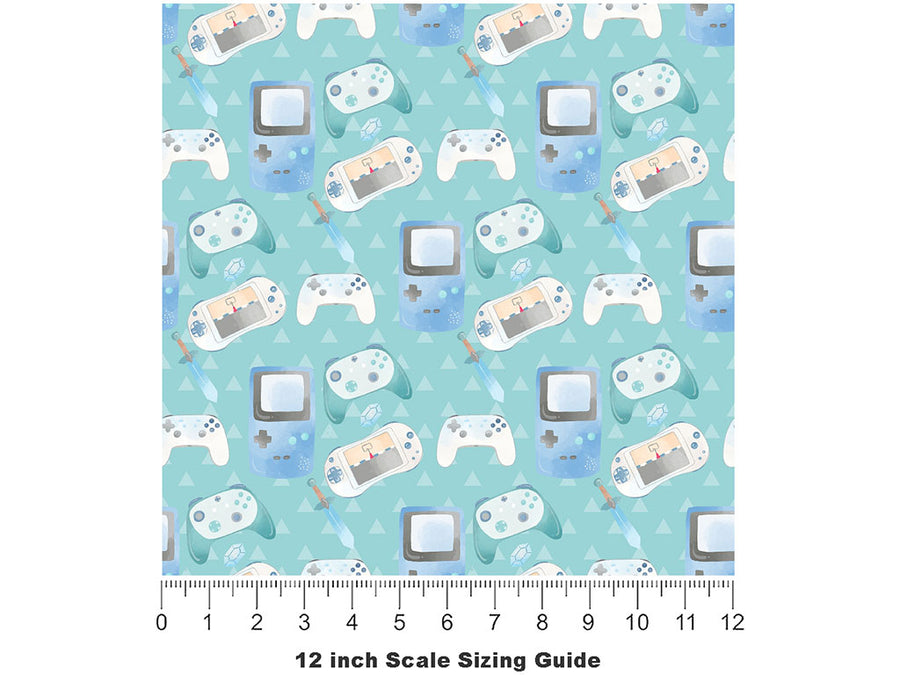 Handheld Gameplay Gaming Vinyl Film Pattern Size 12 inch Scale~Rwraps Handheld Gameplay Gaming Sizing Chart~2