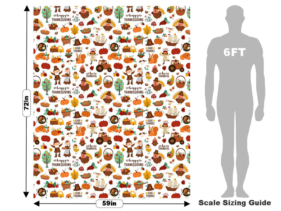 Happy Thanksgiving Americana Vehicle Wrap Scale~Rwraps Series 914 Happy Thanksgiving Americana Measurements~2
